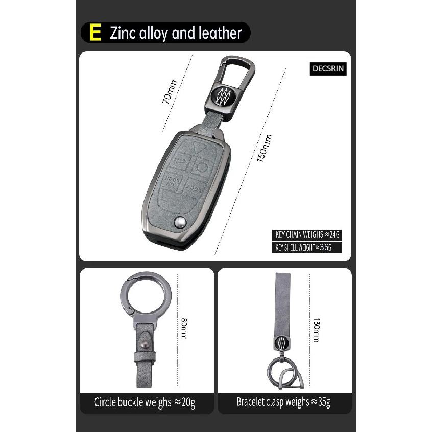 Zinc Alloy + Leather Car Key Case Cover Holder Shell Fob For VOLVO S60 S80 V70 XC70 XC90 Car Remote Interior Accessories