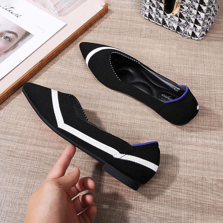 Туфли на плоской подошве с острым носком, дышащие летние туфли мелкой вязки, женская универсальная повседневная обувь с мягкой подошвой, обувь для ленивых, рабочая обувь