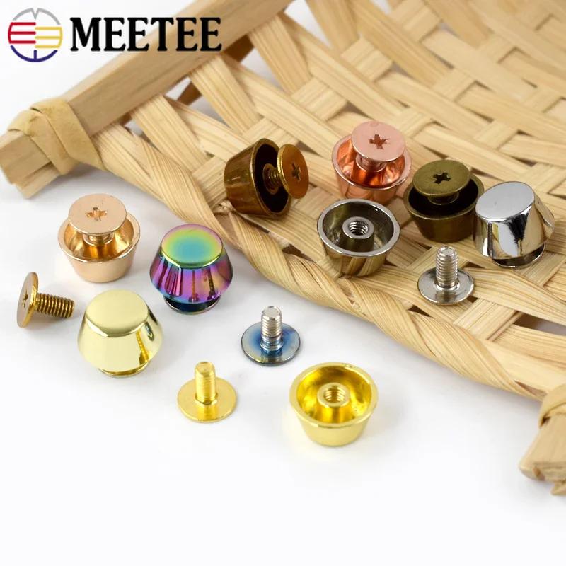 5/10/20 шт. Металлические гвозди-пряжки Meetee Защитные ножки для дна сумок Форма ведерка Плоские шипы Винтовые заклепки Кожаные аксессуары для сумок