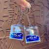 Подвеска Blue Sky Oiled Accessories Quicksand Keychain Car Key Ring Square Bottle Acrylic Keyring