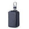 Genuine Leather Double Zipper Car Key Bag with Waist Hanging Key Chain for Men