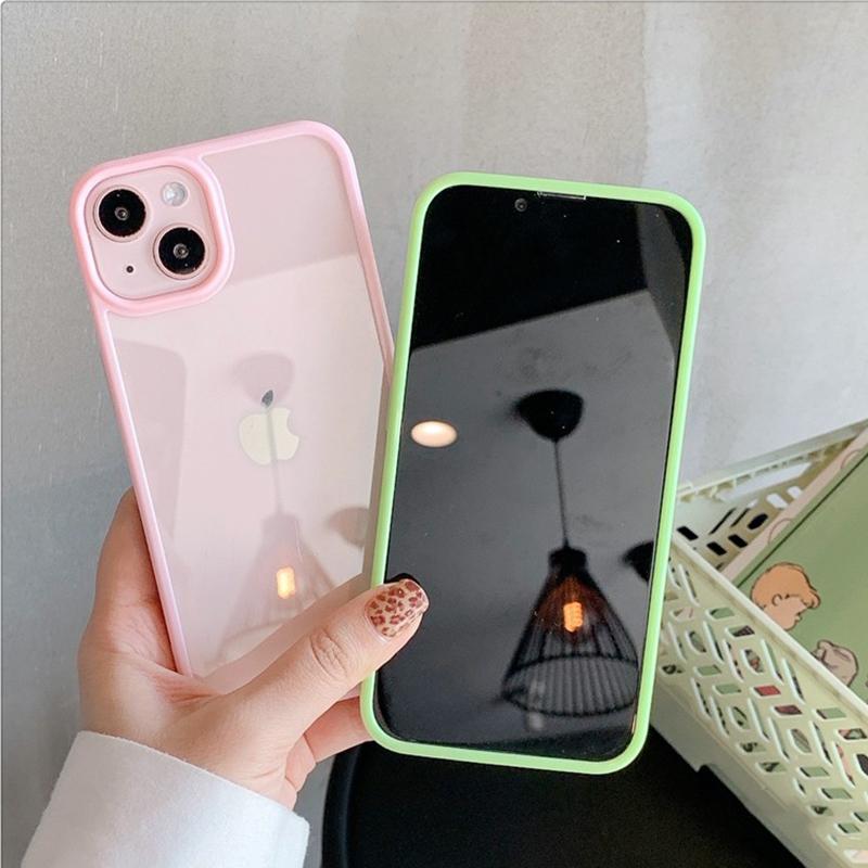 Transparent Candy Color Bumper Phone Case For For Iphone 1 14 13 12 11 Pro Max XR XS X 6 7 8 Plus Mini Soft Shockproof Back Cover