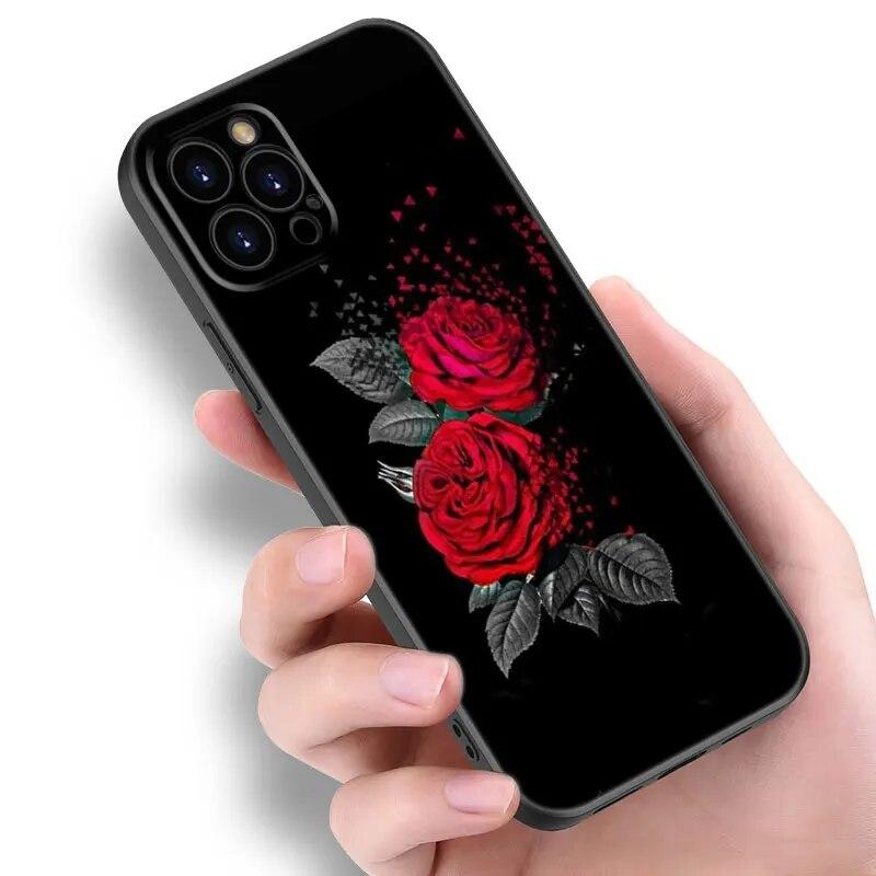 Чехол для телефона с цветами красной розы для iPhone Samsung Galaxy Redmi Xiaomi Oppo OnePlus Note SA 7 8 9 10 11 12 13 14 20 21 22 23 53 54 Pro Max Plus Ultra