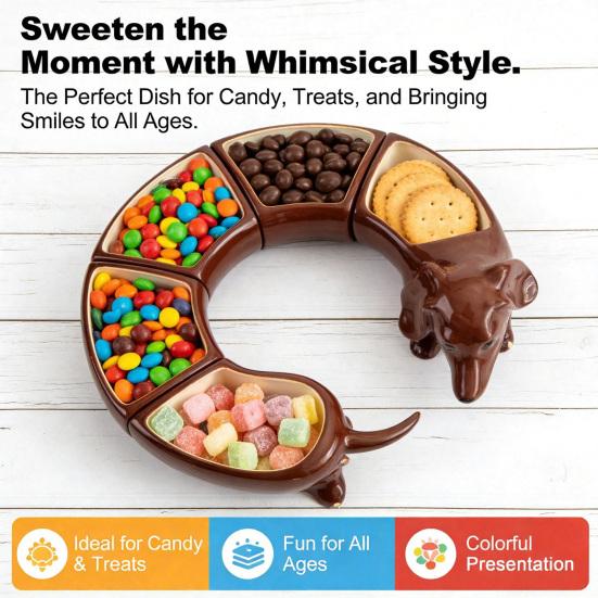 Винтажный поднос для закусок с разделителями Дакель 5-секционный сервировочный поднос Смоляная тарелка для снеков для сыра орехов фруктов Декоративный подарок для любителей собак хозяев