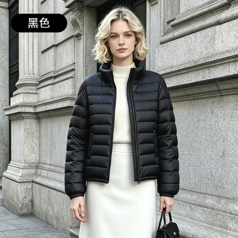 Lightweight Womens Short Down Jacket 2026 Fall Thin Puffer Coat No Hood Regular Fit 85-90% Duck