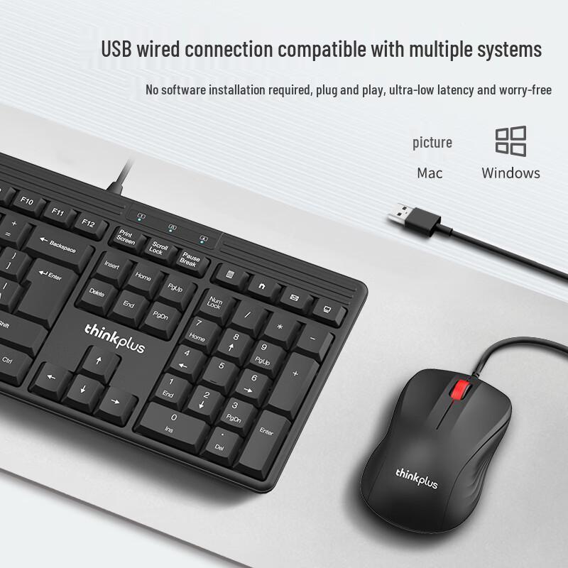 Lenovo ThinkPlus KM110Pro Wired Keyboard and Mouse Combo