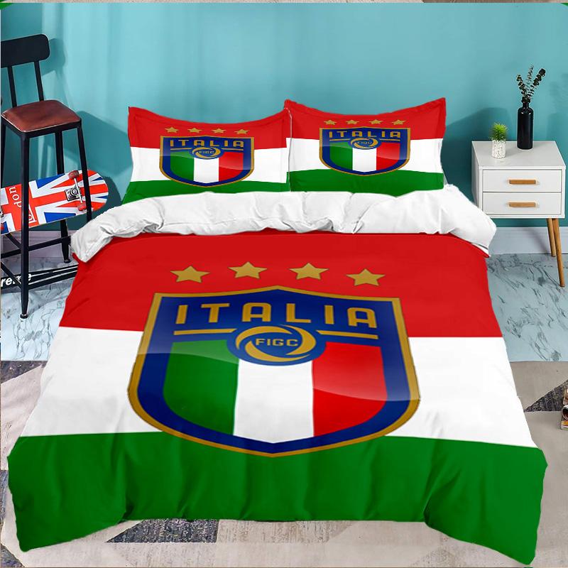 Italy Football Crest 3PCS Bedding set,Ideal for 1pc Duvet Cover And 2pcs Pillowcases Perfect for Fan gift,Ideal for Bedroom, Dormitory