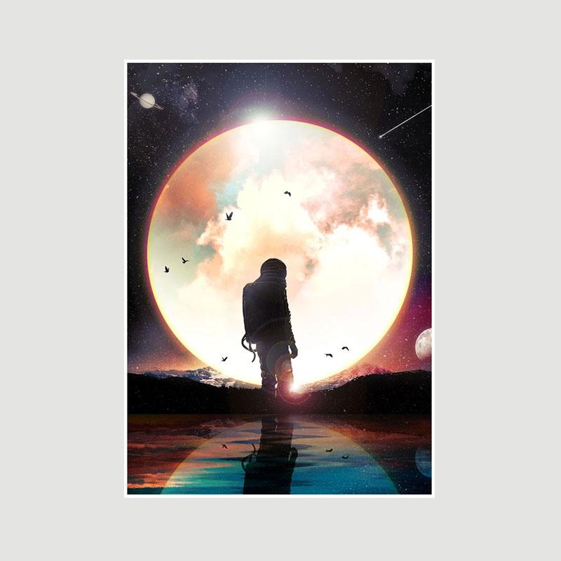Astronaut Space Dreaming Poster Aesthetic White Paper Posters and Prints Wall Art Pictures for Living Room Bar Decoration Painting Home Decor