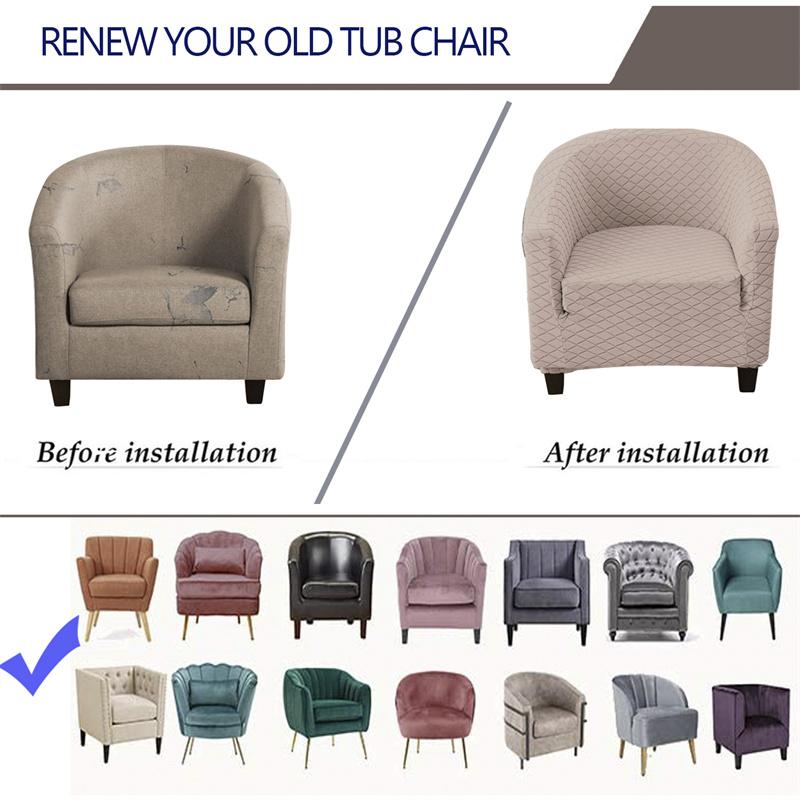 Jacquard Stretch Club Chair Cover Solid Color Plaid Single Sofa Slipcover Nordic Club Tub Chair Cover for Study Bar Counter