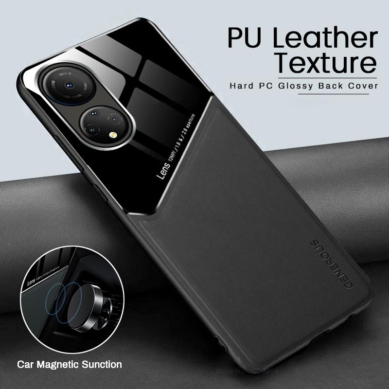 For Honor90 Case Magnetic PU Leather Car Magnetic Hard PC Cover For Huawei Honor 90 Lite 50 70 Honor50 Honor70 Global Phone Case