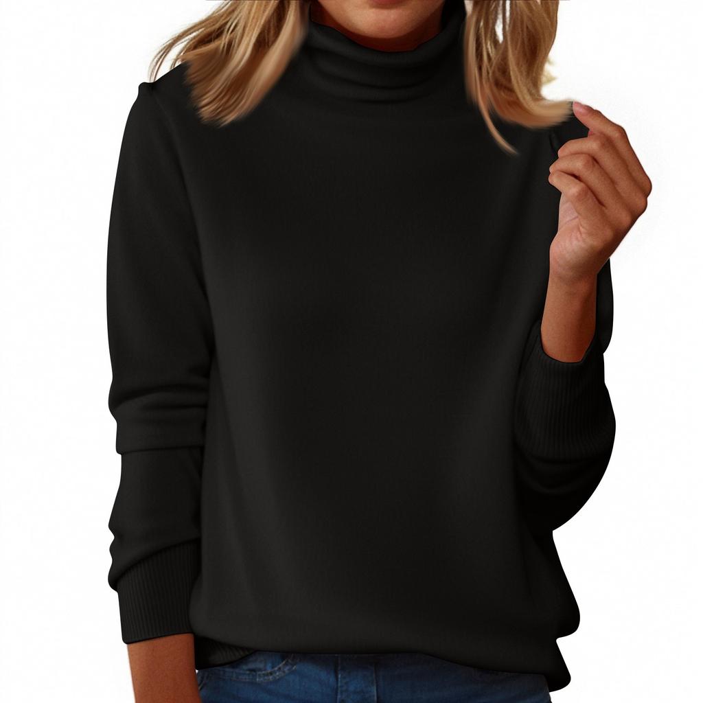 Women's Slim Fit Temperament Wool Long Sleeve Seamless Turtleneck Sweater