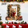Christmas Party Wall Background 2Pcs 3D Illusion Dog Sticker, Removable Self?Adhesive Peel Stick Decorations Decal, Holiday Puppy Mural for