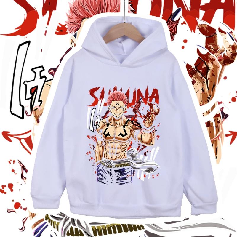 Anime Kids Cotton Tshirt Jujutsu Kaisen Sukuna Print Unisex Boys Girls Hoodie Sweatshirt for Children