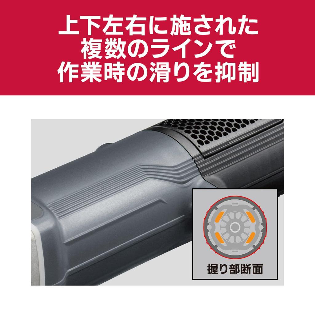 Kyocera Professional Disc Grinder AG1261 Black Powerful Grinding and Polishing with Low Speed and Maximum Output of Round 56mm Grip 125mm Grinding