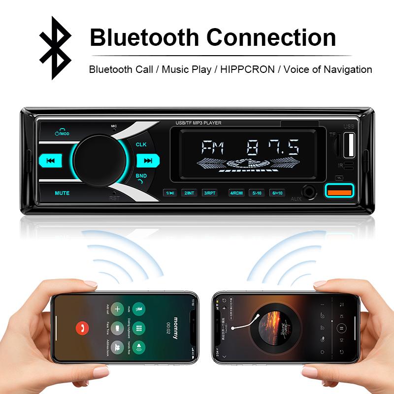 Автомобильное стерео радио Hippcron 1Din Bluetooth 12V FM ISO Power Aux Вход SD USB