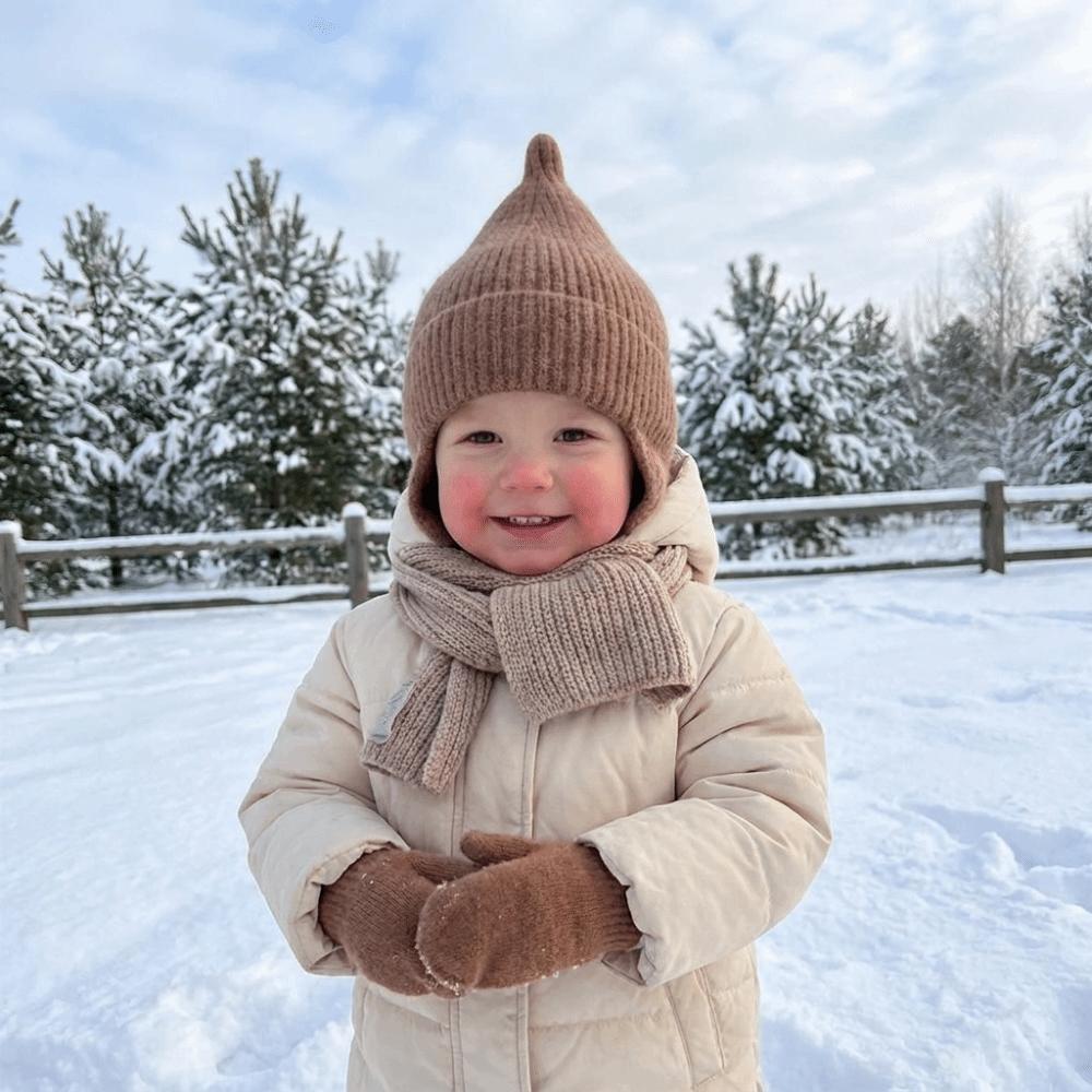 Knitted Kids Beanie Hat Solid Color Toddler Pullover Hat Casual Ear Protection Hat Daily Wear