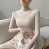 Five-quarter-sleeved Bottoming Shirt Women's Semi-turtleneck Inner Fit Slim-fitting Spring and Autumn with Coat New Knitted Sweater Top Half-sleeved