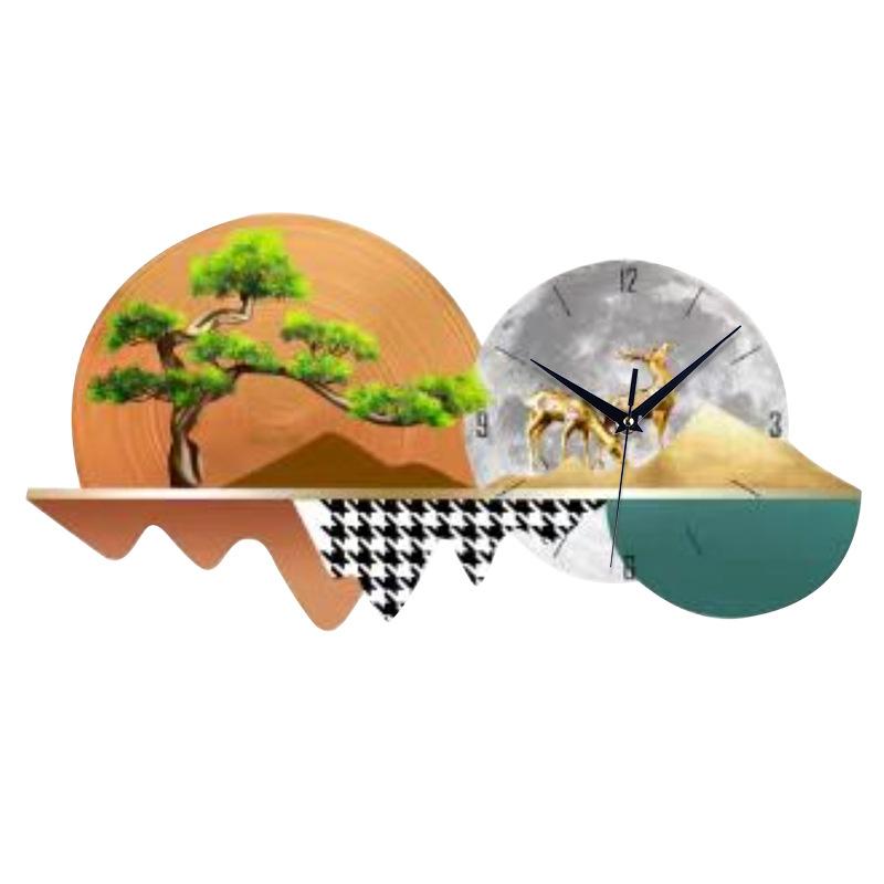 New Clock Living Room Creative New Chinese Style Wall Clock Restaurant Decoration Painting Dining Table Silent Clock Wall Hanging