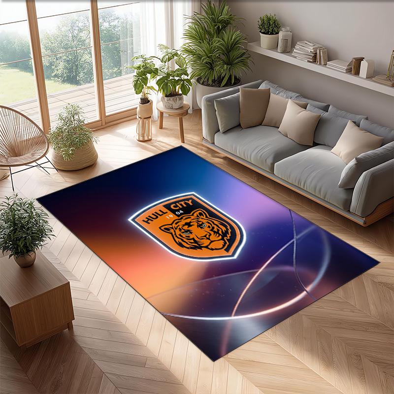 Hull City Football Print Crystal Velvet Rug, Comfortable Water Absorbent Non Slip Indoor Floor Carpet