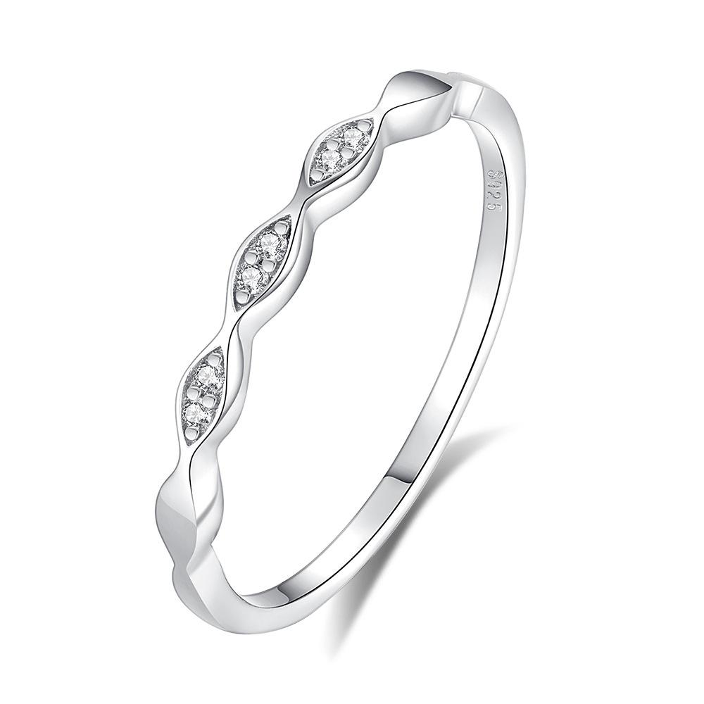 S925 Pure Silver Layered Wedding Ring for Ladies, Small Micro-set Cubic Zirconia Stone Bezel Finger Ring, Ring for The Little Finger