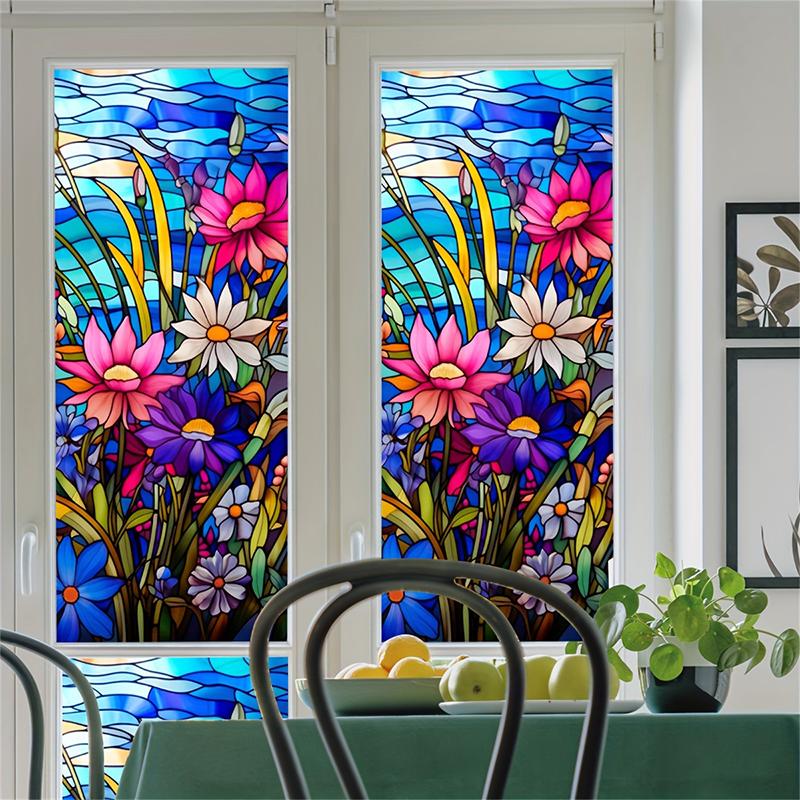 Sunflower Electrostatic Glass Sticker Colorful Flowers and Birds Film