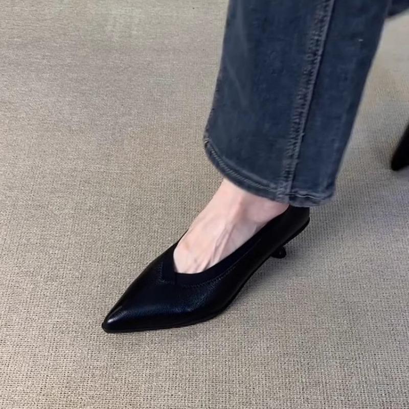 Модные туфли AJGS с острым носком на высоком каблуке для женщин, сексуальные элегантные туфли из неглубокой кожи для женщин 2025 года, трендовое зимнее модное платье для прогулок