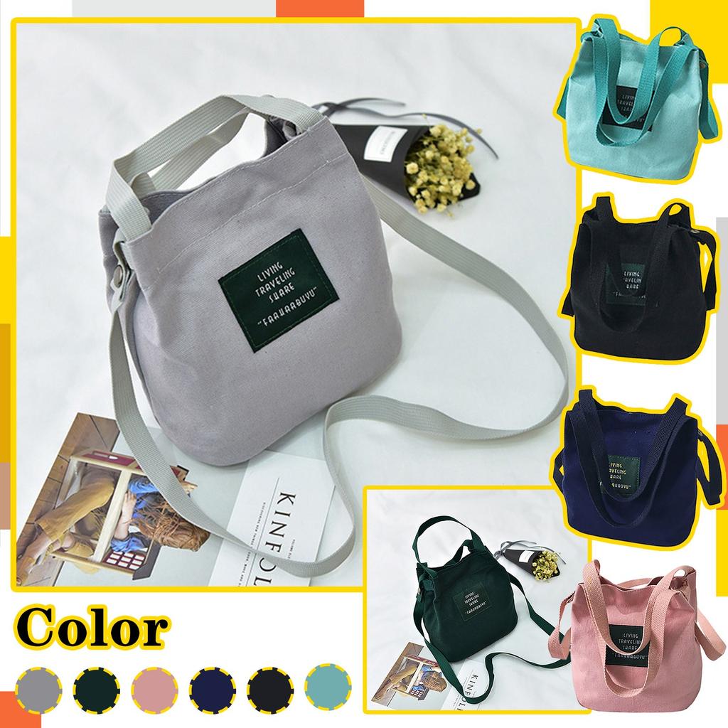Ladies Messenger Bag Mini Canvas Bag Cloth Bag Cute Portable Bucket Bags