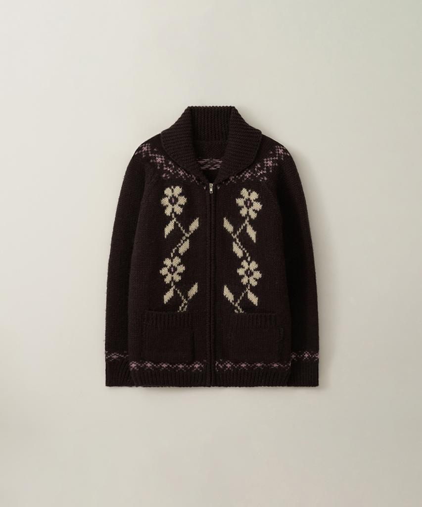 Murmure [100% Wool] Daph Flower Jacquard Zip-Up Cardigan/Daph Cardigan_2Colors