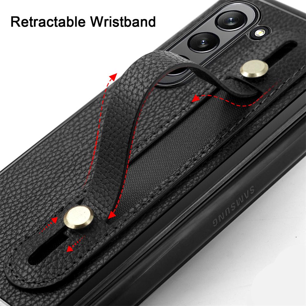 Удобный кожаный чехол в деловом стиле для Samsung Galaxy Z Fold 5 5G Z Fold4 3 2, защитная пленка для экрана, браслет, чехол