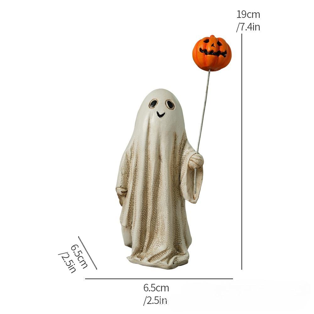 Halloween Ghost Figurine Decoration Resin Pumpkin Spooky Statue Home Ornaments Desktop Bookshelf Holiday Scene Ghost Props Decor