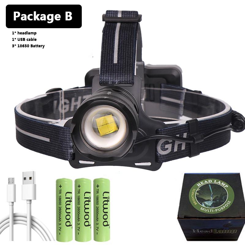 XHP160 1000 000LM Светодиодный налобный фонарь Powerbank 7800 мАч 18650 Батарея Фара Масштабируемый водонепроницаемый налобный фонарик Лампа