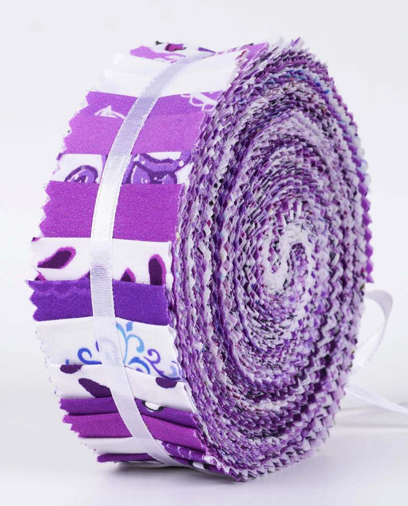 Soimoi 40Pcs Block Print Cotton Precut Fabrics For Quilting Craft Strips 2.5x42inches Jelly Roll -