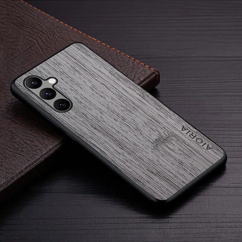 Case for Samsung Galaxy A14 A15 A25 A35 A24 A34 A54 Funda Bamboo Wood Pattern Leather Cover Luxury Coque for Samsung A54 Case