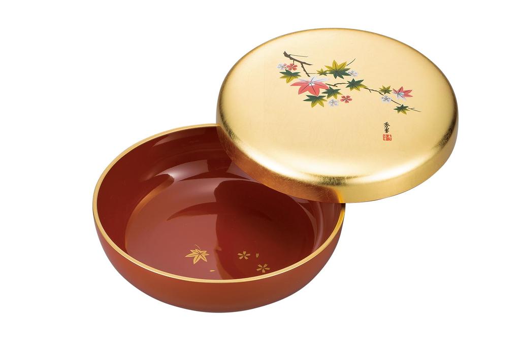 Nakatani Brothers Company "Yamanaka Lacquerware" Sweets Dish Gold and Silver Leaf Craft Hanaichimonme 37-4105