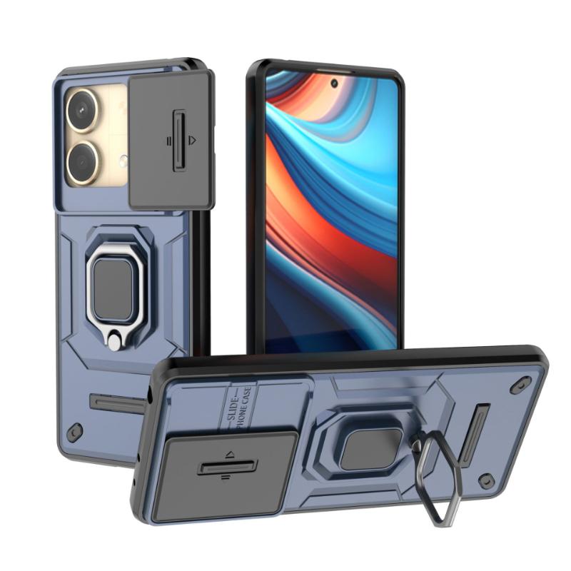 Для Xiaomi Poco X6 Neo 5g задняя крышка противоударный бронированный чехол слайдер объектив камеры защита магнитный держатель подставка телефон чехлы
