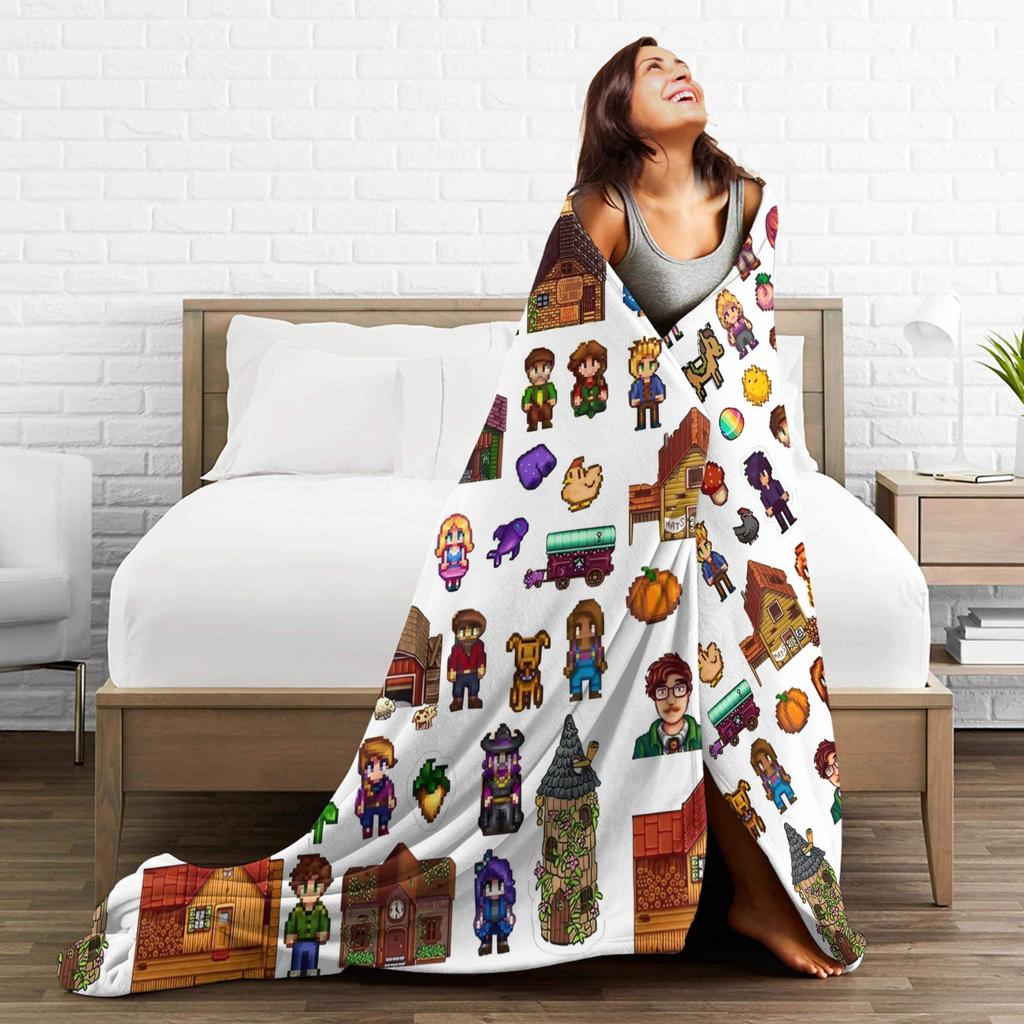 Characters in Stardew Valley Fashion Blanket Coral Fleece Plush Winter Farming Game Breathable Warm Throw Fashion Blanket for Quilt