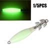 1/5PCS HOT Angling Luminous Octopus Bait Wood Shrimp Lures Fishing Tackle Squid Hook
