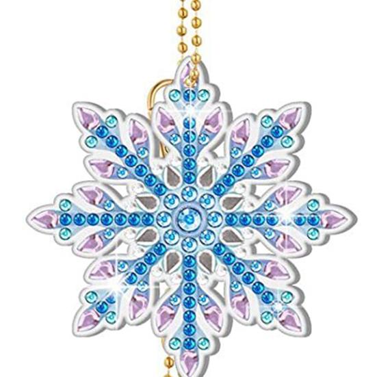 1 Set Snowflake Pendants Diamond Painting Keychain 5D Key Chains Full Drill Making Art Keychains Pendant DIY Rhinestone Accessories