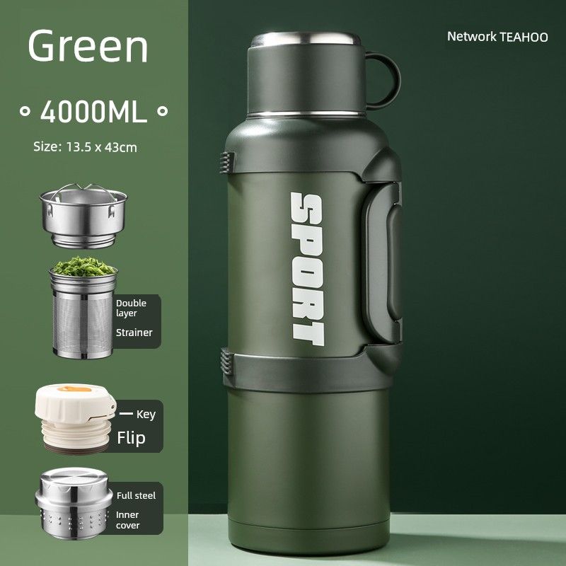 All-Steel Outdoor Travel Vehicle-Mounted Home Use 3-Liter Thermos Cup