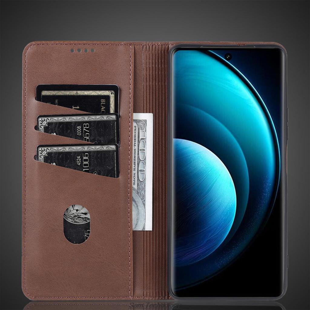 Роскошный магнитный адсорбционный кожаный чехол для Vivo X100 Pro Flip Cover Защитный чехол Vivo X100 Pro Capa Fundas Coque