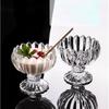 Round Glass Bowl Tall Ice Cream Cup Salad Bowl Transparent Tray Household Container Dessert Plate Fruit Dish Kitchen Accessories