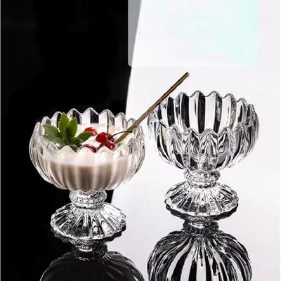 Круглая стеклянная миска, высокая чашка для мороженого, салатница, прозрачный поднос, хозяйственный контейнер, десертная тарелка, фруктовница, кухонные принадлежности