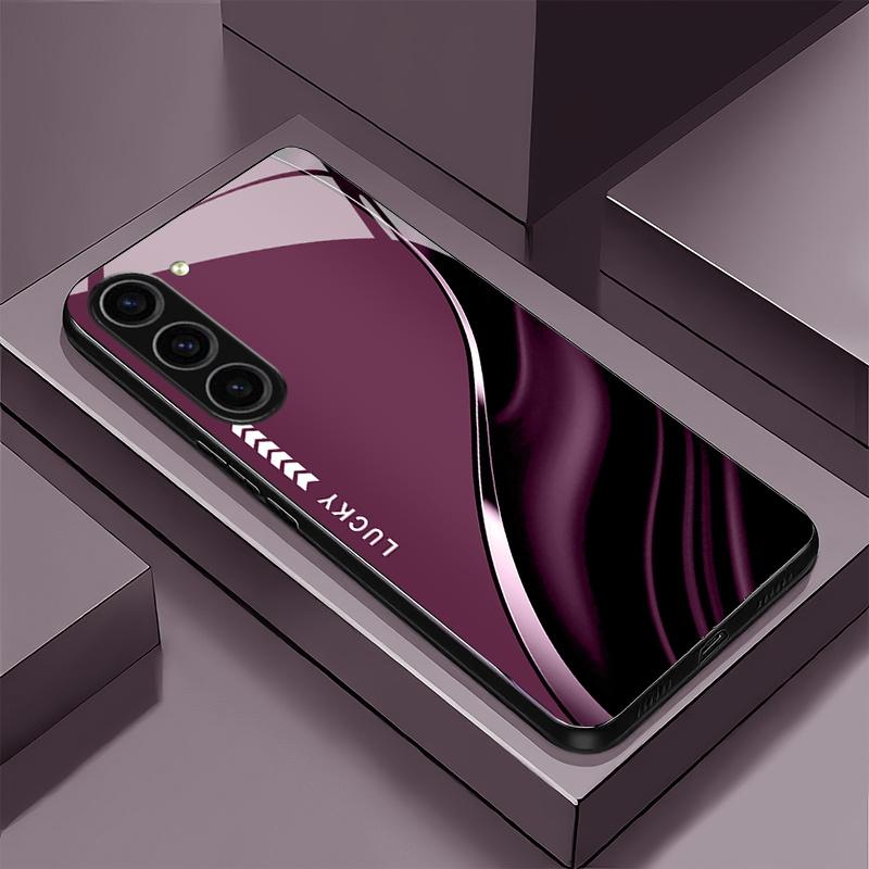 Счастливый чехол для телефона из стекла с узором «рябь» Подходит для Samsung Galaxy S26 S25 S24 S23 S22 S20 FE/Ultra/Plus Противоударная задняя крышка
