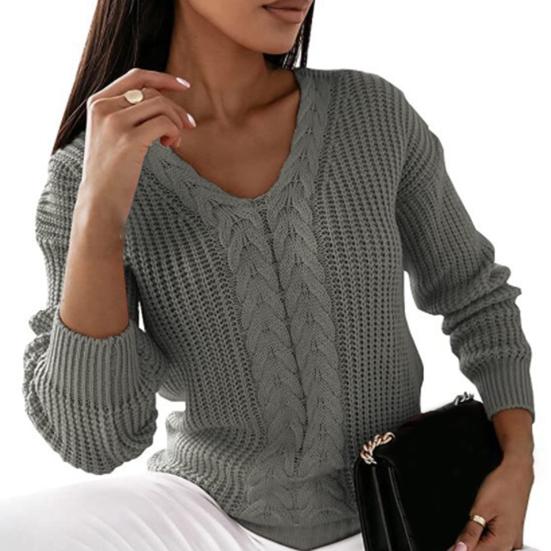 Winter Sweater Ribbed Cuff Cold Resistant Solid Color Female Slim Sweater Jumper Top for Daily Life