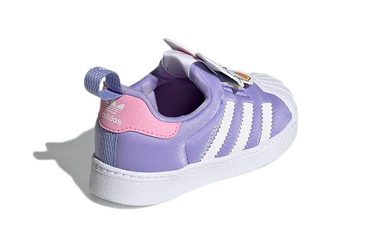 Детская обувь Disney x Adidas Originals SUPERSTAR 360, устойчивая к истиранию, низкая, для малышей, фиолетовая, для младенцев и малышей GX3280
