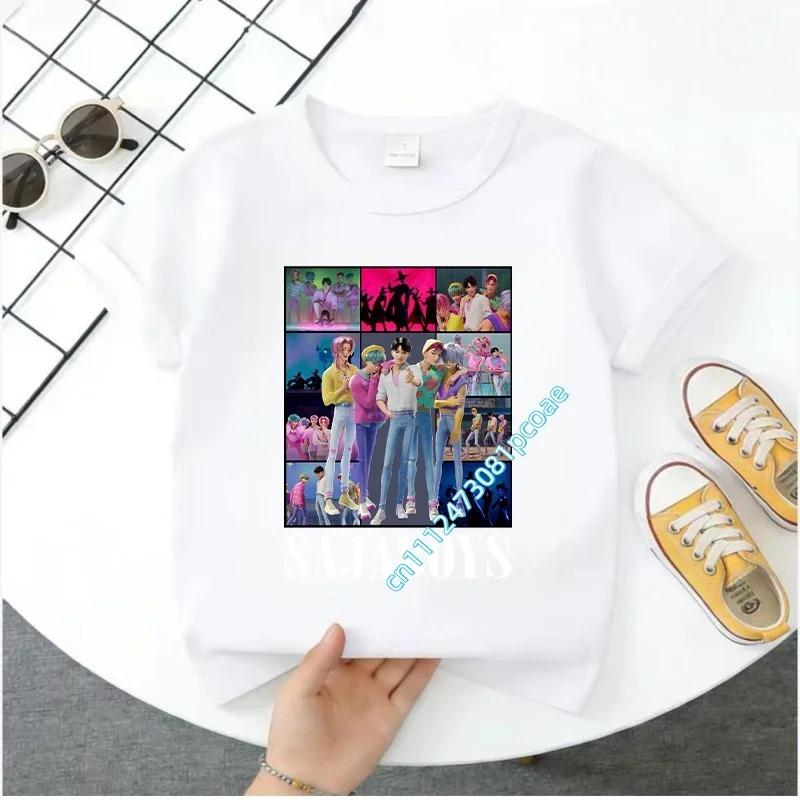 2026 New K-POP Saja Boys Print Short-Sleeved Spring Summer Clothing for Boys and Girls Cute Cotton T-shirt for Boys and Girls