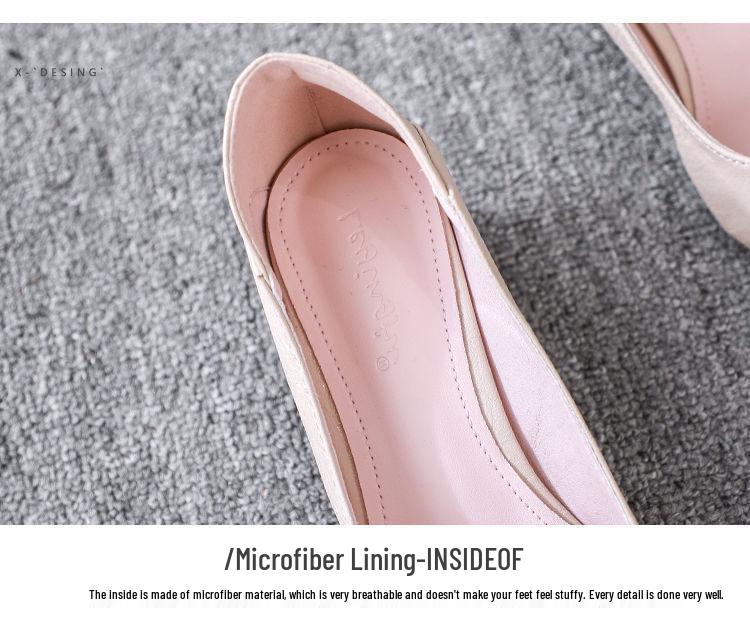 Осень 2025 Женские туфли из натуральной кожи в корейском стиле с острым носком, слипоны на массивном среднем каблуке