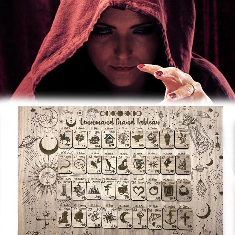 Деревянная большая доска для чтения карт Ленорман с мини-картами Таро, колода Оракула, гадания, вечеринка, настольная