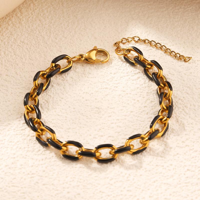 Cuban Link Titanium Steel Bracelet 18K Gold Stainless Steel Fashionable Non-Fading High-End Feeling Jewelry Accessory