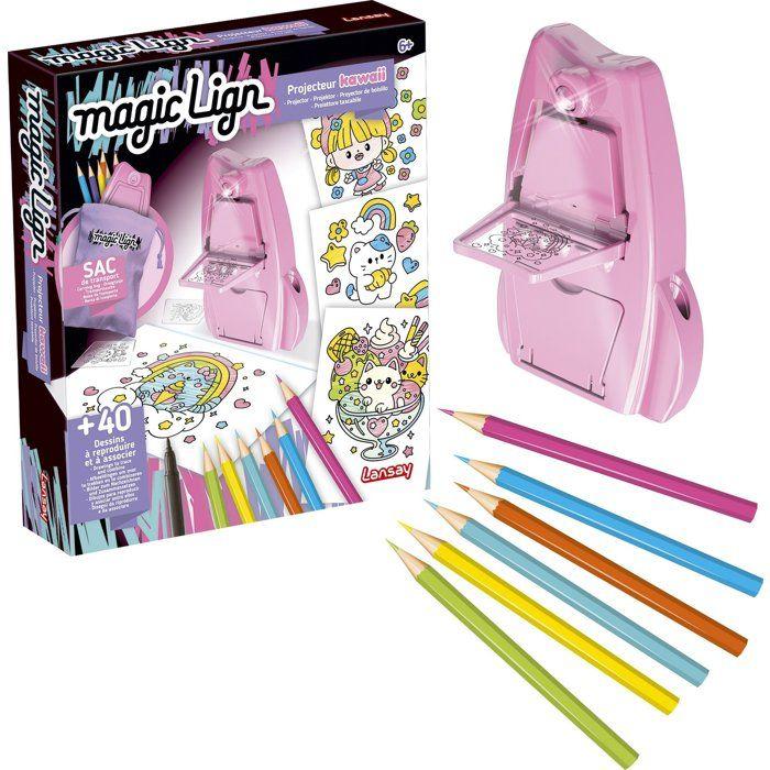 Loisir créatif - LANSAY - MAGIC LIGN - jeu de coloriage - PROJECTEUR POCKET KAWAII - Dès 6 ans